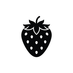 Simple black silhouette icon of a strawberry fruit