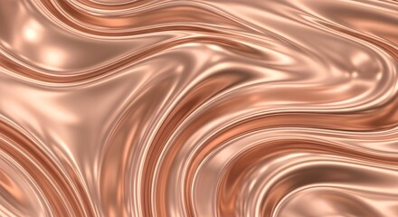 Abstract flowing rose gold liquid metal texture background with soft highlights