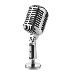 Fototapeta premium Classic microphone isolated on transparent background for professional recording