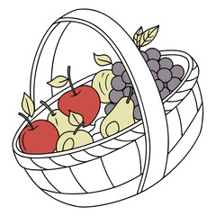 A whimsical basket overflowing with fresh fruits