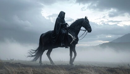 Figure on Horseback in Gloomy Landscape.