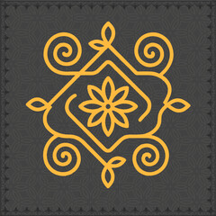 Traditional Tamil Kolam Rangoli Design with Intricate Floral Patterns and Colorful Geometric Details