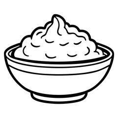 Simple line art bowl of mashed potatoes