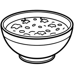 Simple line drawing of a bowl of soup