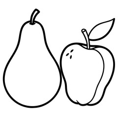 Simple outline drawing of a pear and an apple