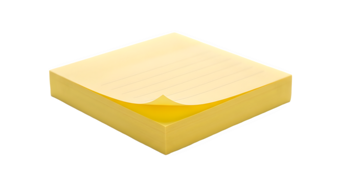 Stack of yellow sticky notes isolated on transparent background, ready for writing - Powered by Adobe