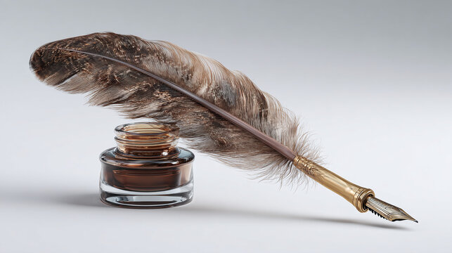 A quill pen and inkwell. It's an image of the past, representing creativity, writing and communication