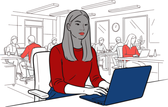 girl with laptop in the office