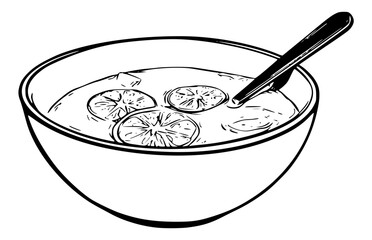A bowl of lemon soup