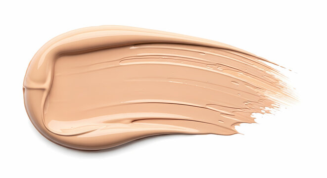 Luxurious beige foundation stroke showcases smooth texture for beauty product promotions and makeup tutorials, emphasizing skin tone and flawless coverage