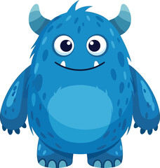 Adorable fluffy blue monster with big eyes and a friendly smile perfect for children s illustrations and designs