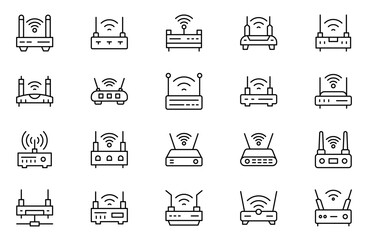 Wifi router line icon set. Collection of vector symbol in trendy flat style on white background. Wifi router sings for design.