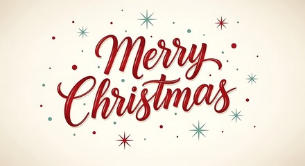 Merry christmas text with festive dots and stars