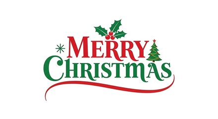 Merry christmas typographic logo with tree