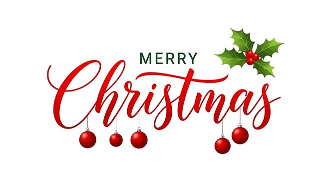 Merry christmas elegant script with ornaments