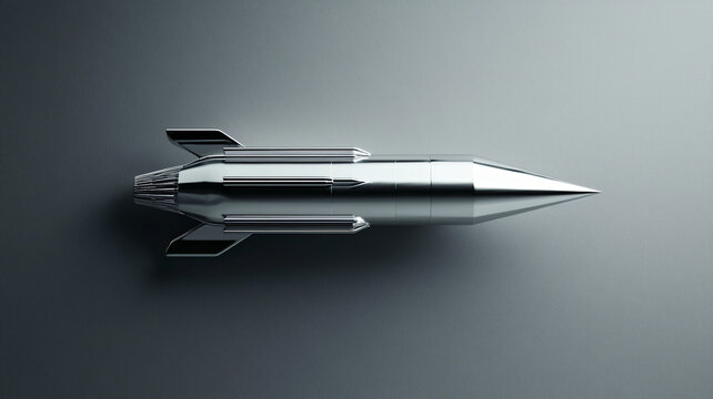 Futuristic Metallic Rocket Isolated on Dark Background for Projects