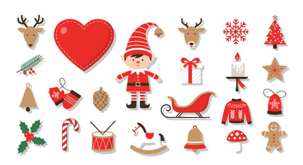 Naklejka premium Illustration featuring christmas themed objects and holiday decorations