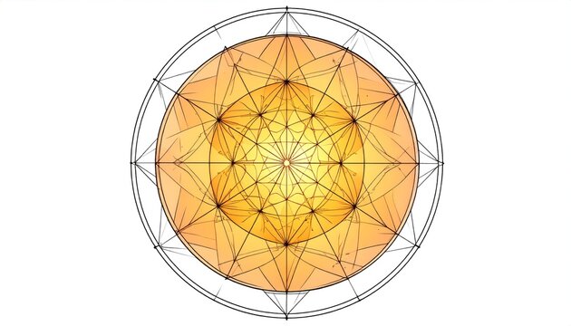 Geometric Illustration with Abstract Orange Circle.