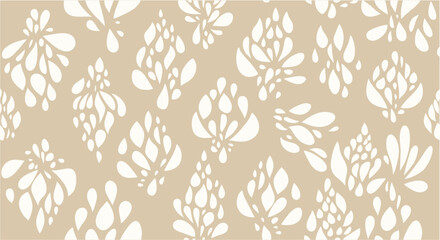 Abstract Floral Seamless Pattern in Beige and White