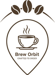 Coffee Shop Brew Orbit Crafted to Order Delicious Vector Illustration 