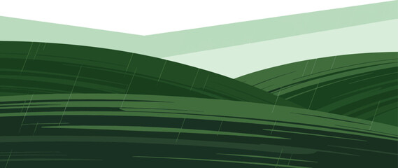 Abstract green hills illustration creates a serene and natural landscape scene