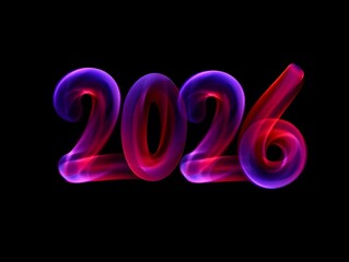 Vibrant 2026 numbers glowing with cosmic energy