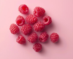 Fresh Raspberries on Soft Pink Background for Food Photography
