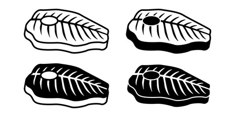 Fish Fillet Black Icon Bundle for Seafood Menu and Culinary Ingredient Design