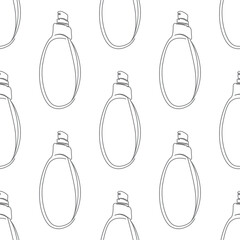 Outline perfume bottle seamless pattern. Hand drawn Fashion wallpaper, beauty background, fabric, textile, print, wrapping paper or package design.