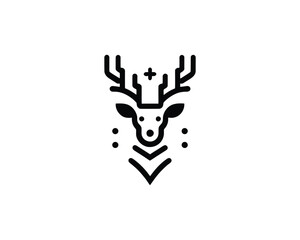 Deer animal head logo with geometric
