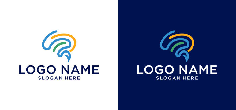 Illustration of an abstract brain logo. Vector logo of a modern abstract brain line icon.