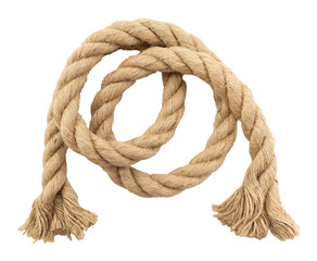 Jute. Twisted linen rope on a white background. Rope