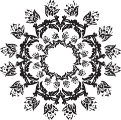 Symmetrical Black Abstract Tribal Square Swirl Tattoo Vector