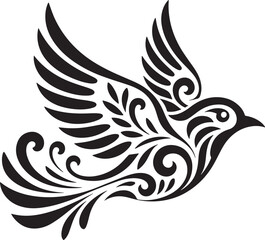 Fototapeta premium Stylized flying bird vector illustration, ornamental tribal design concept