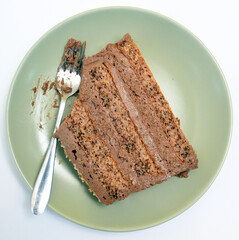 chocolate cake with walnuts, sweet food theme