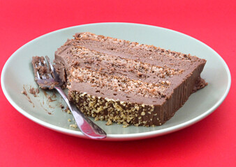 chocolate cake with walnuts, sweet food theme