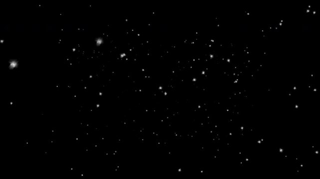 Realistic snowfall flying into the viewer's face. Seamless loop animation. Transparent effect available with Screen transparency mode