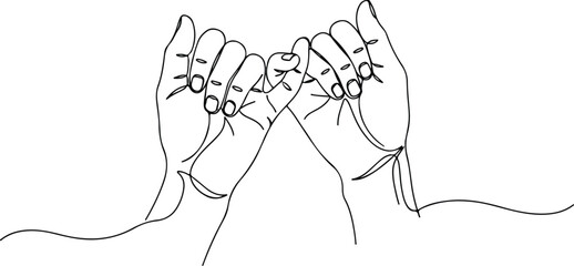 Pinky Promise Hands Intertwined Symbolizing Trust and Commitment Line Art.