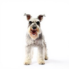 Miniature Schnauzer Dog Portrait - White Background