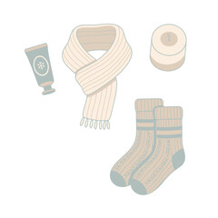 Winter Self-Care Essentials – Minimal Overhead Flat Vector Illustration