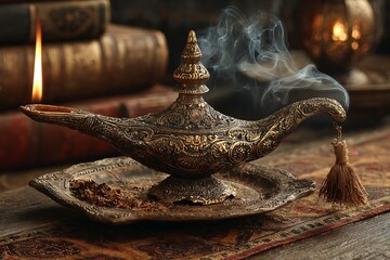 Antique brass arabian lamp decor high resolution picture