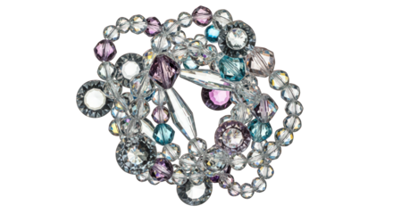 Elegant crystal beads isolated on transparent background