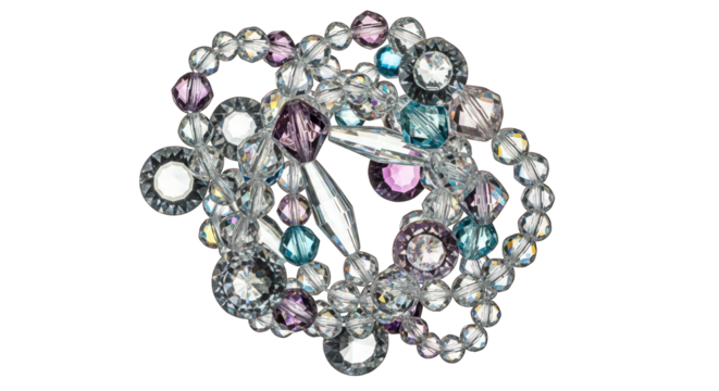 Elegant crystal beads isolated on transparent background