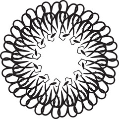 Black Stylized Floral Swirl Petal Mandala Vector