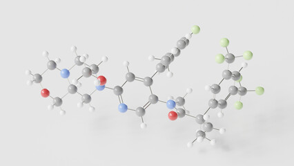 elinzanetant molecule 3d, molecular structure, ball and stick model, structural chemical formula neurokinin antagonist