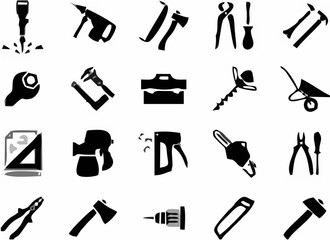 Hand and Power Tool Icons Set...
