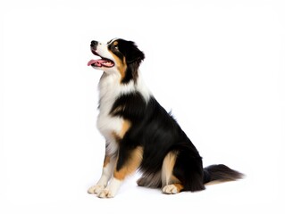 Beautiful Australian Shepherd Dog Sitting and Looking Up