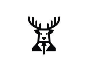Deer wearing suit line icon