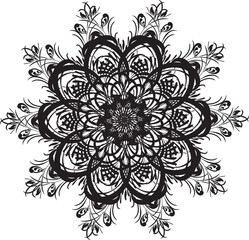 Blue and White Detailed Floral Petal Mandala Vector