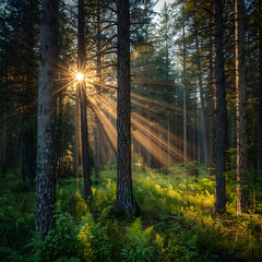 Sun Rays in the Forest